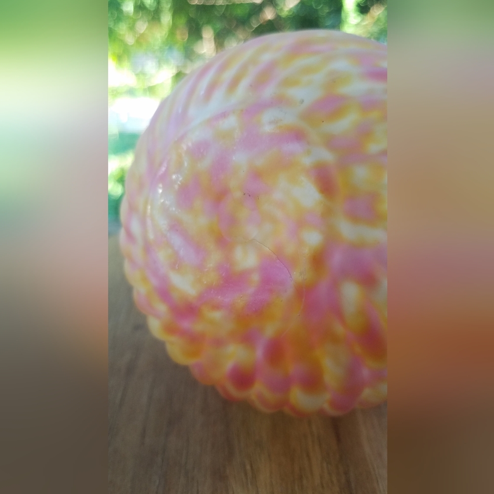 Antique Victorian Pink & Yellow Spatter Satin Glass Vase Franz Welz Czech Glass - Picture 6 of 7